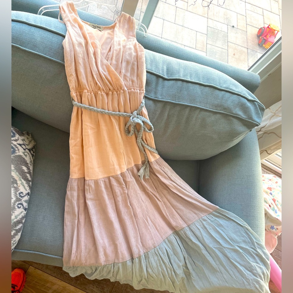Pastel color block maxi dress